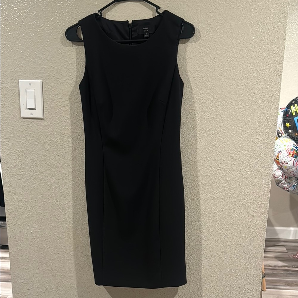 J. Crew Black Sleeveless Crew Neck Midi Dress
